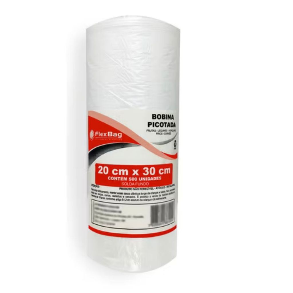 BOBINA PICOTADA PLASTICA 20X30 C/500 Sacos para freezers e armazenamento de alimentos
