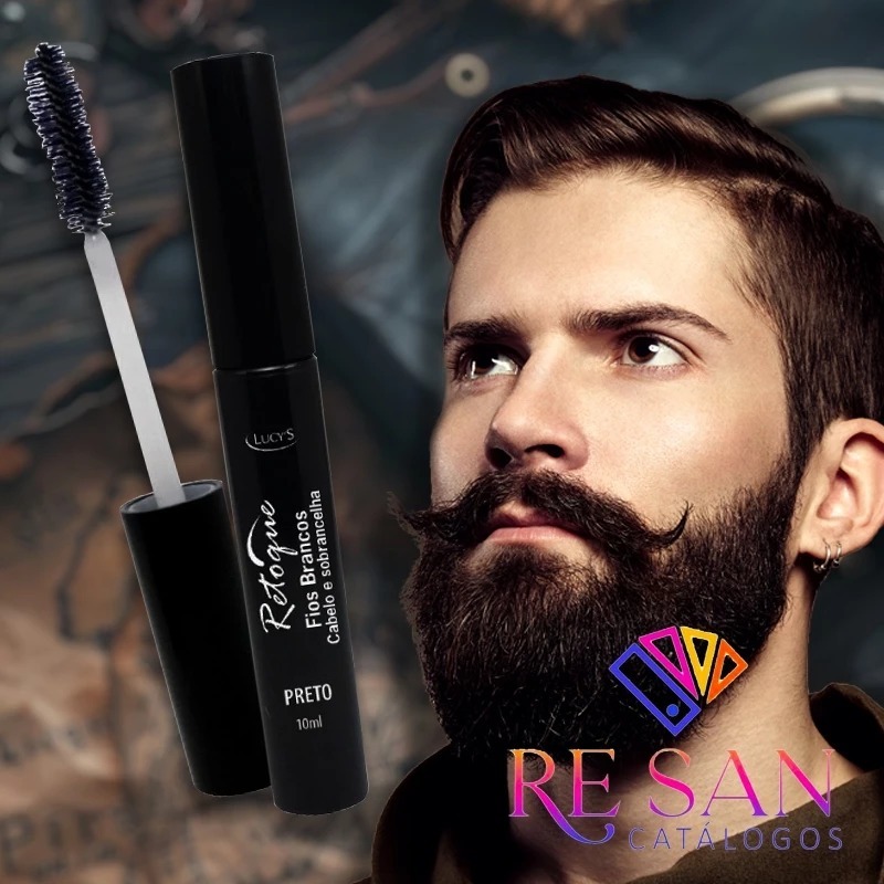 Retoque Preto Maquiagem Disfarce Fios Brancos Cabelos e Sobrancelhas Cobre Fios e Raízes 10 ml Lucys