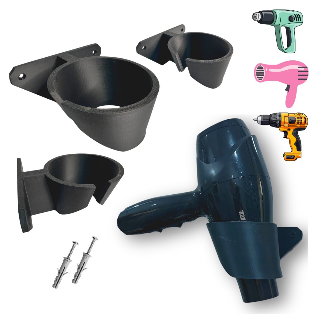 Suporte De Parede Para Secador De Cabelo Universal Com parafusos Envio Imediato a Pronta entrega