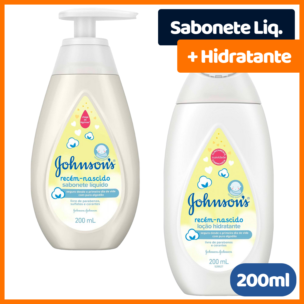 Kit para Recém Nascido Sabonete Líquido Johnson's Baby RN 200ml + Loção Hidratante Johnson's Baby RN 200ml