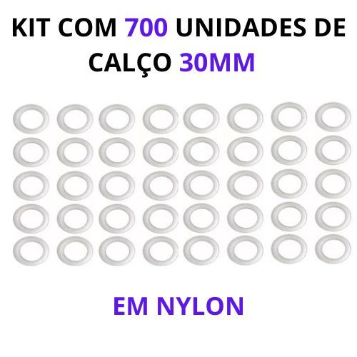 KIT COM 700 UNIDADES DE CALÇOS DE 30MM