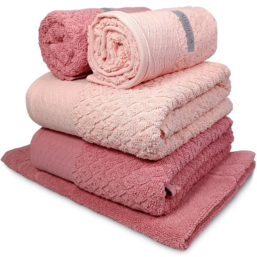 Jogo de Banho 5 Peças Gigante Capri Atlântica 100% Algodão Fio Penteado Toalha Banhão Toalhas