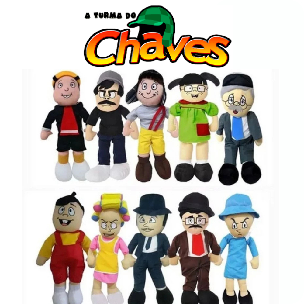 Pelúcia Turma Do Chaves 40cm Chapolin Brinquedo Infantil Kiko Nhonho Dona Florinda Seu Madruga