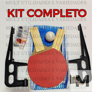 Kit COMPLETO Ping Pong Tenis De Mesa 2 Raquetes 1 Bolinha Suporte mais Rede completo promoção em Oferta na Shopee