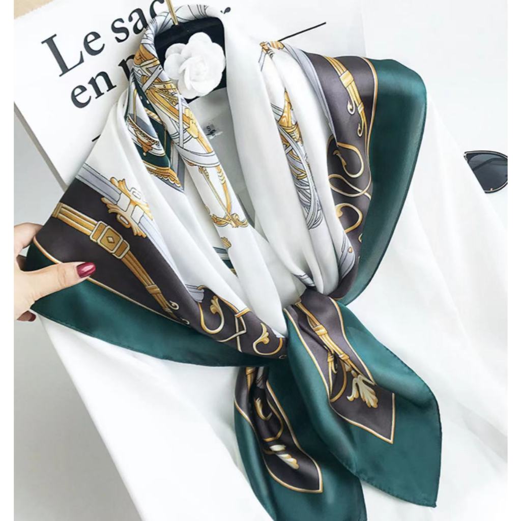 Bandana cetim e seda feminino lenço de pescoço cabeça cabelo cachecol encharp 90cmx90cm em Oferta na Shopee