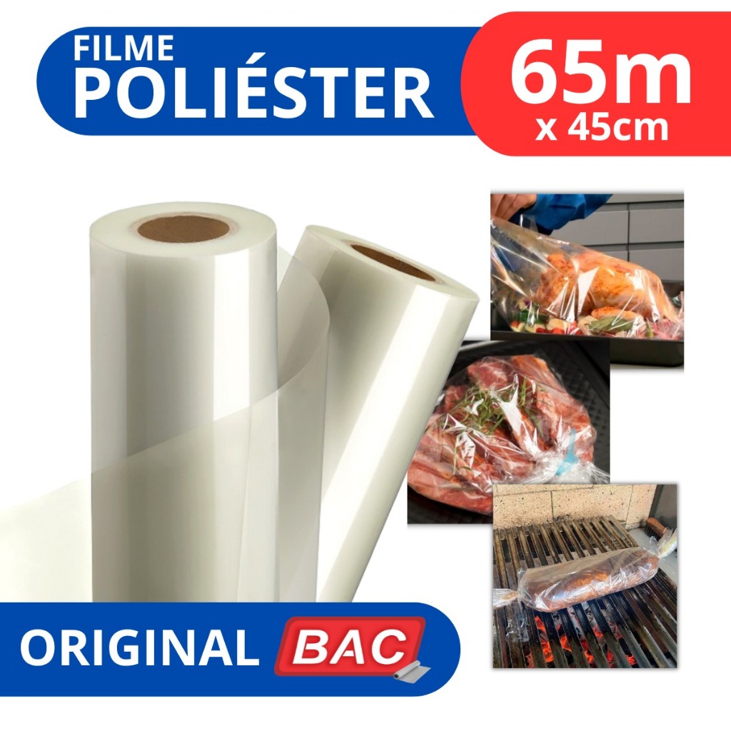 Bobina Papel Celofane Churrasco Poliester 45cm X 65 Metros Original BAC em Oferta na Shopee