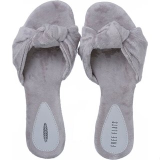 Pantufa Chinelo Modelo Nó Cinza de Pelúcia Feminina E Elegante em Oferta na Shopee