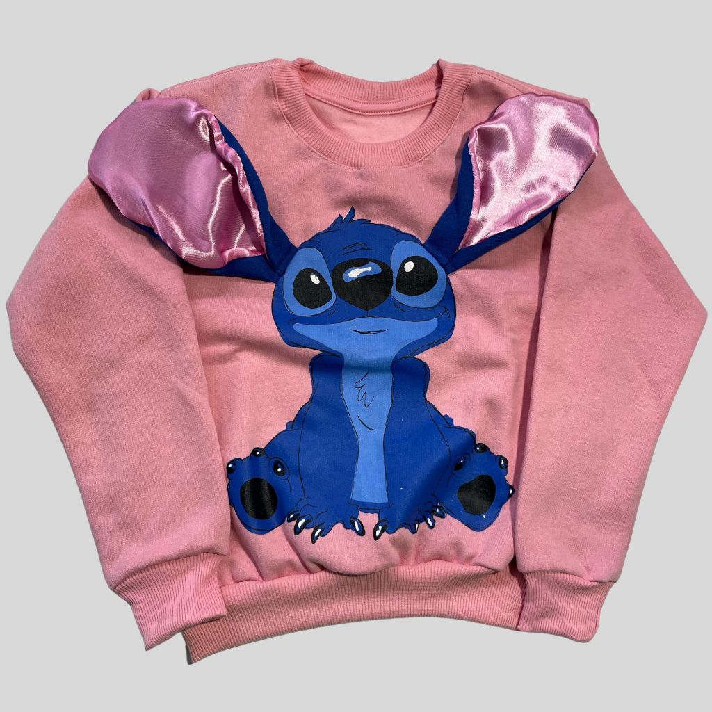 Blusa de frio Moletom Infantil Stitch Feminina Tamanho 04 ao 10 Conforto e Estilo