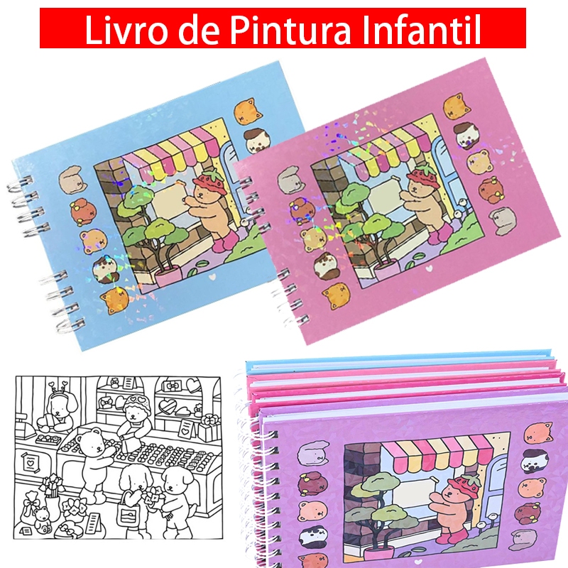 livro de Colorir Stitch fofo infantil caderno de desenho para pintar 50 folhas