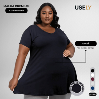Blusa Bata Manga Curta Feminina Plus Size Evasê G1 Ao G3 em Oferta na Shopee