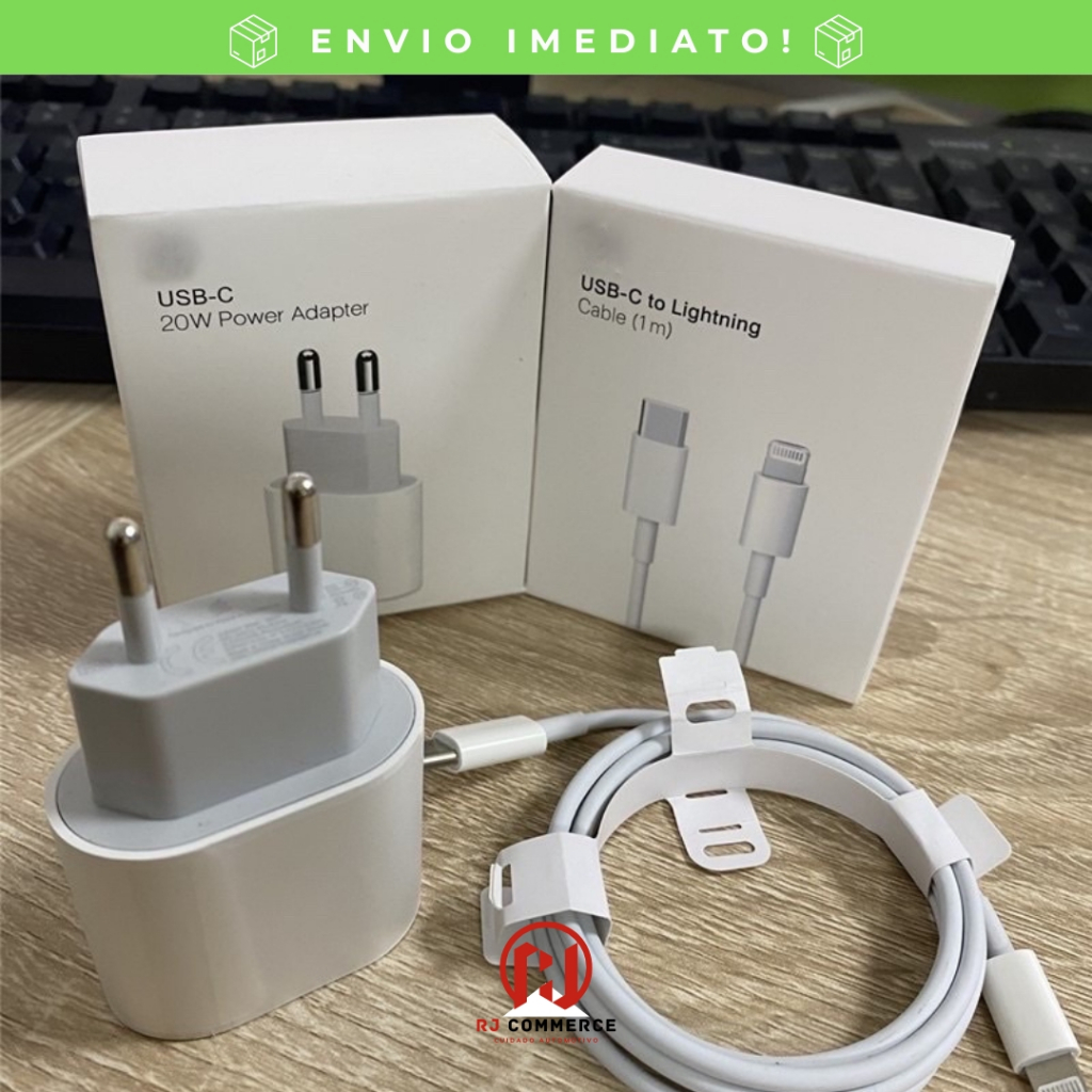 Kit Cabo + Fonte Turbo 20W Tipo C Apple | Carregamento Rápido iPhone XR 11 12 13 14 | Premium Lacrado