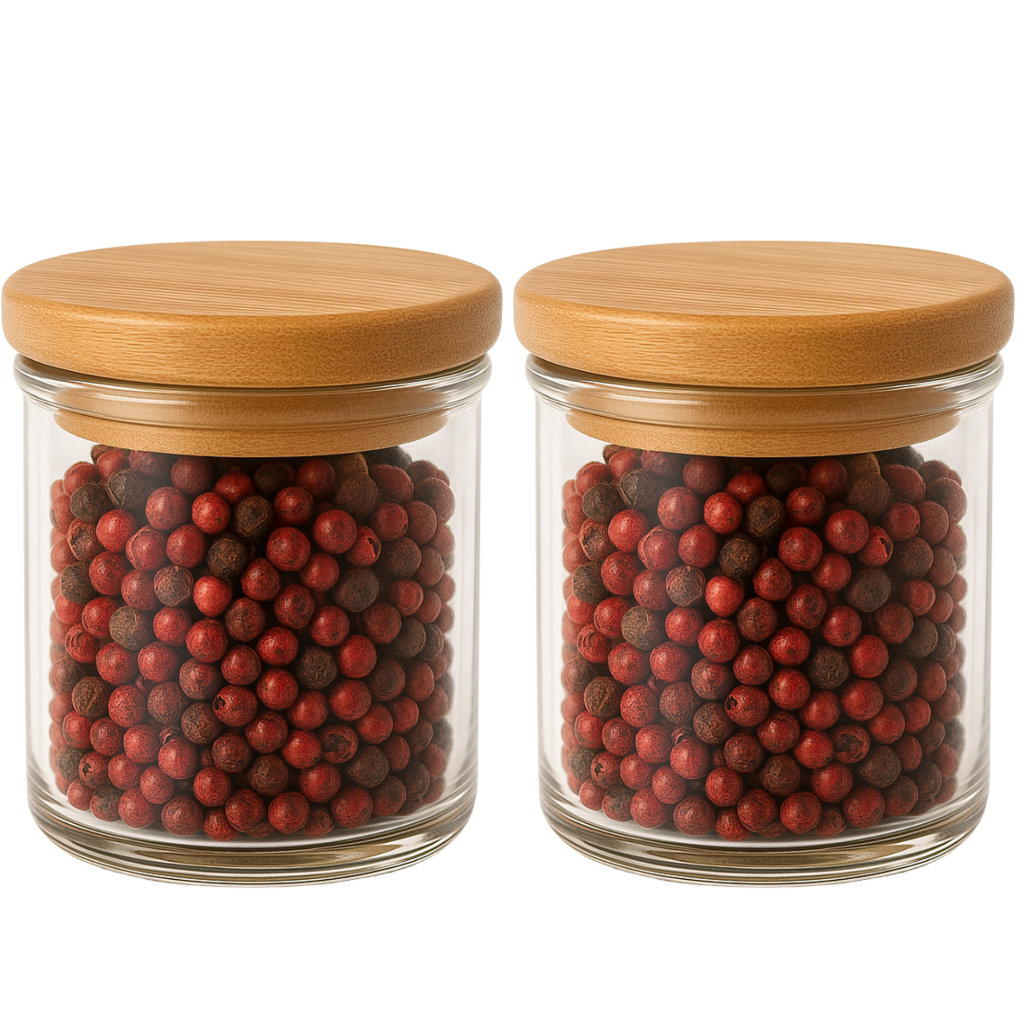 Kit 2 Pote Hermético de Vidro 500ml com Tampa de Bambu ara Mantimentos, Café, Temperos, Cozinha Organizada– Pote p