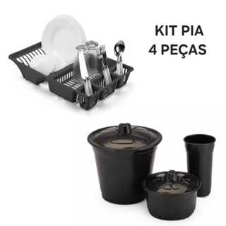 Kit 4 Pecas Escorredor de Louças  + Lixeira de Pia Com Organizador E Porta Detergente Limpeza Cozinha  Praticidade em Oferta na Shopee