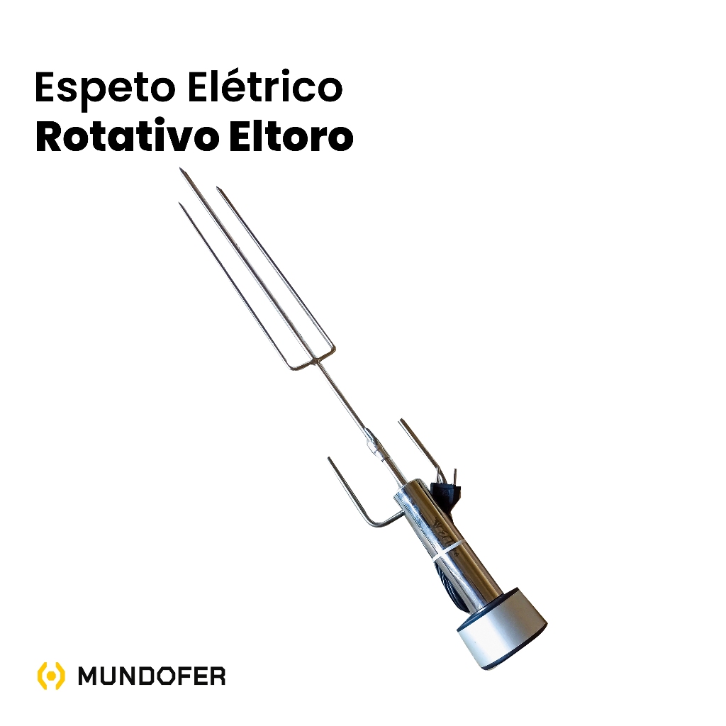 Espeto Giratório Elétrico Bivolt 110/220V – Inox, 3 Garras, Regulável – Churrasco Rotativo Eltoro