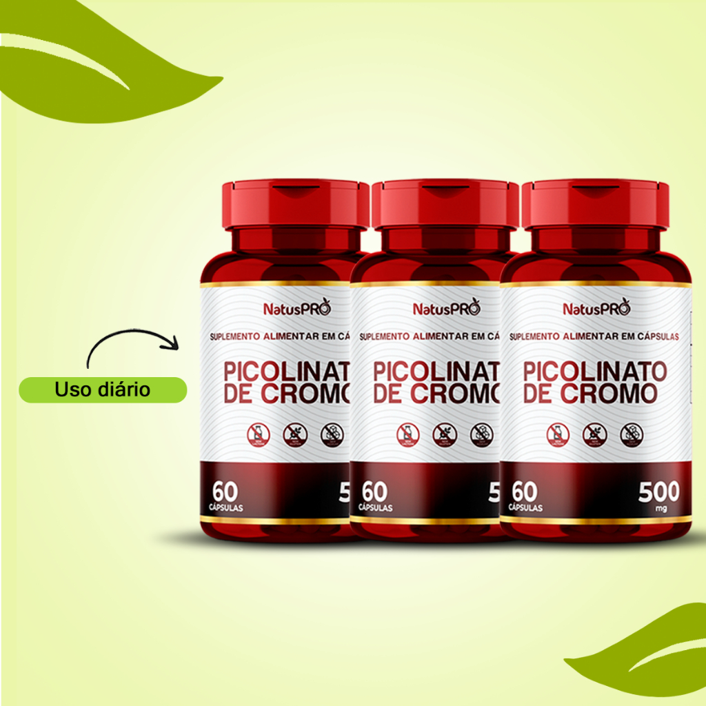 Kit 3x Picolinato de Cromo NatusPro 60 Cápsulas 500mg - NatusPro