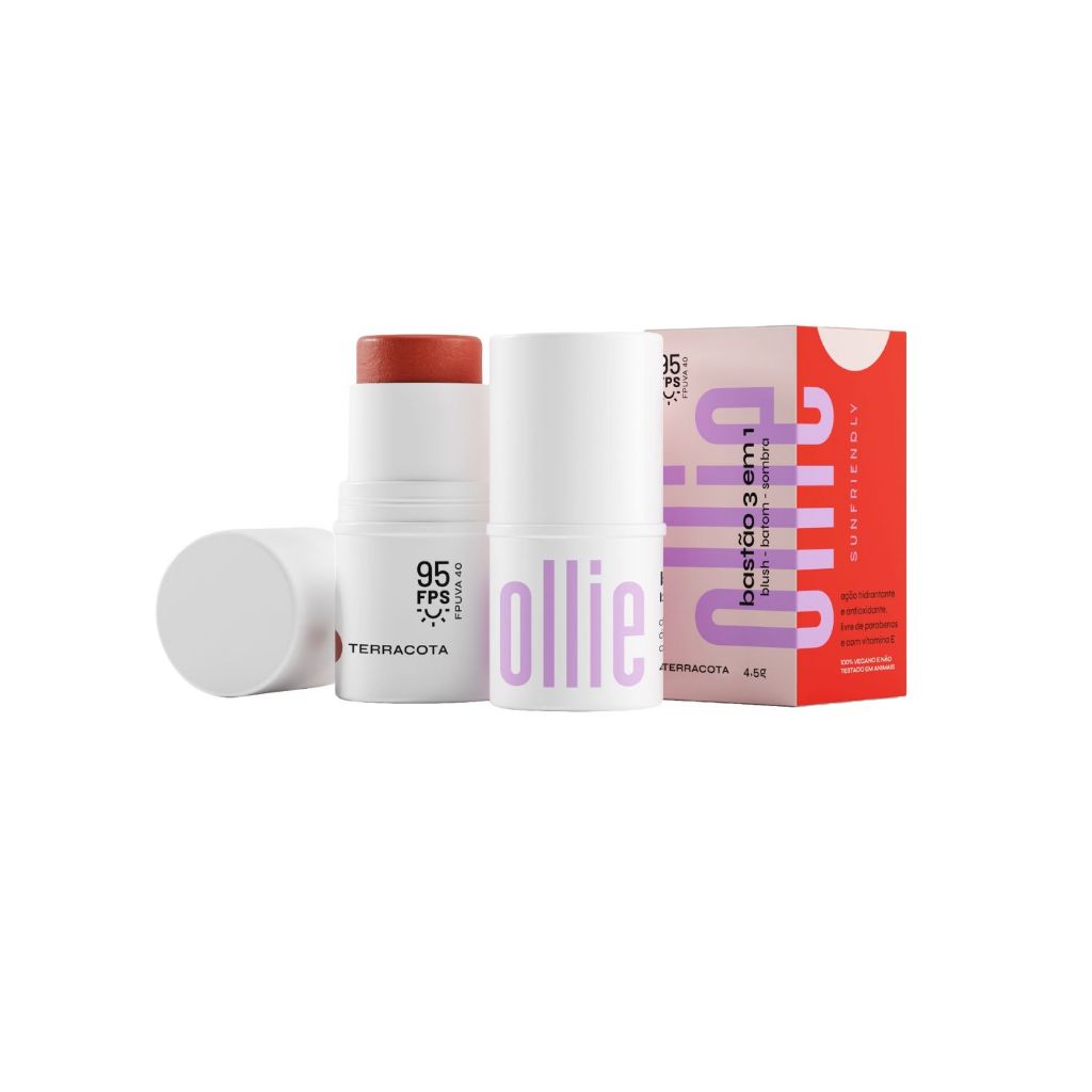 Ollie Bastão 3 em 1 - Blush, Batom e Sombra FPS 95