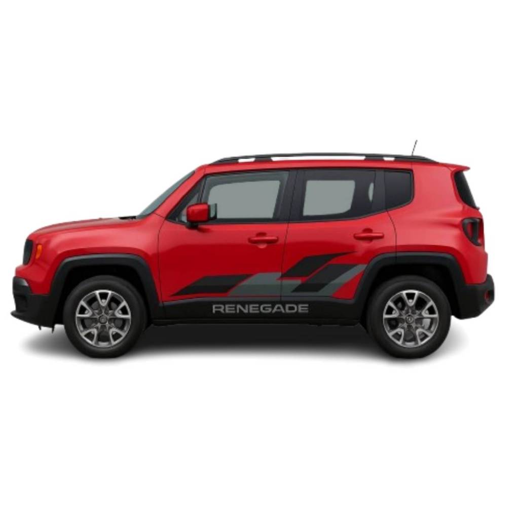 Faixa Renegade Sport Adesivo Lateral Preto E Cinza - Adesivo Laminado - Compatível