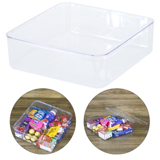 Caixa Acrílica Transparente Cake Box 25x25x8cm para Doces, Festas, Maquiagens, Kits e Organização com canto arredondado em Oferta na Shopee