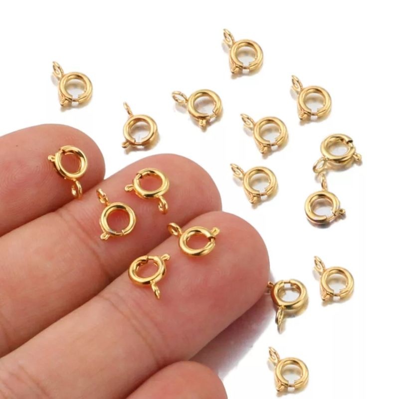 10 Fechos bóia para Bijuteria - artesanato - 7mm em latão sem banho (Bruto)