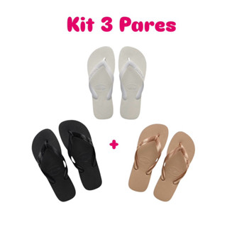 Kit 3 Pares Chinelo Feminino Confortável Lançamento Verão Macio Sandália