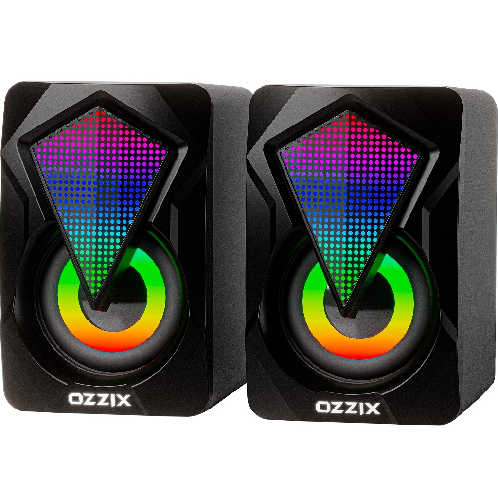 Caixa de Som Rgb Iluminada Som Forte Alto Falantes Caixinha Luz Gamer Pc Notebook Computador Ozzix