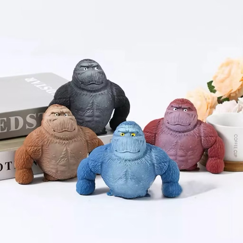 Brinquedo 18cm Boneco Macaco Gorila Indestrutivel Estica Esmaga Antiestresse Aperta Tik Tok Divertido