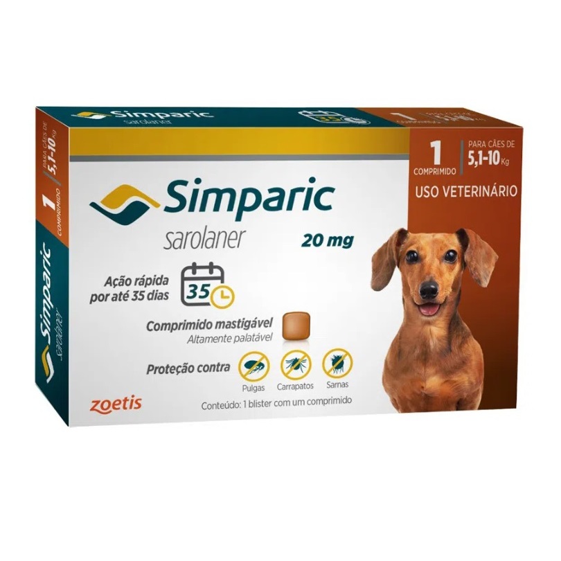 Simparic 20mg 1 Comprimidos - Cães de 5,1 a 10 kg - Zoetis