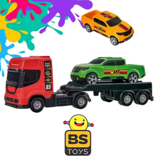 Mini Reboque Bs Toys com Carro – Brinquedo Infantil, Coordenação Motora e Diversão Garantida