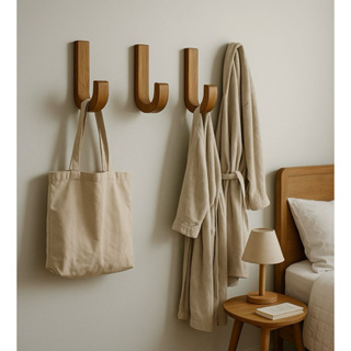 Kit 3 Ganchos De Madeira Pendurador Parede Cabideiro J em Oferta na Shopee