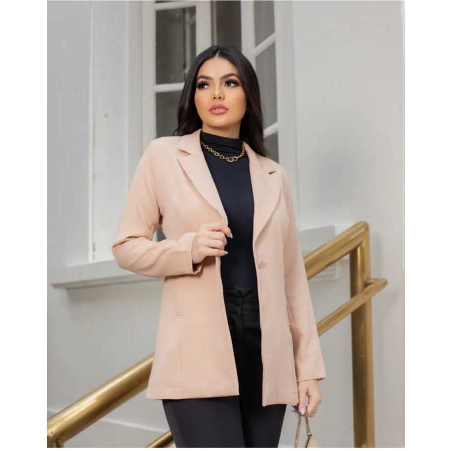 Blazer Feminino Alfaiataria Casaco Social Com Botão Super Lindo Max Blazer
