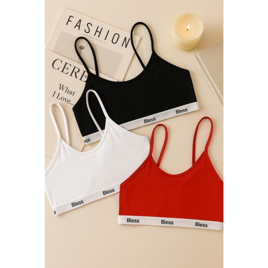 Kit 3 top feminino sem bojo top academia elástico exposto em Oferta na Shopee