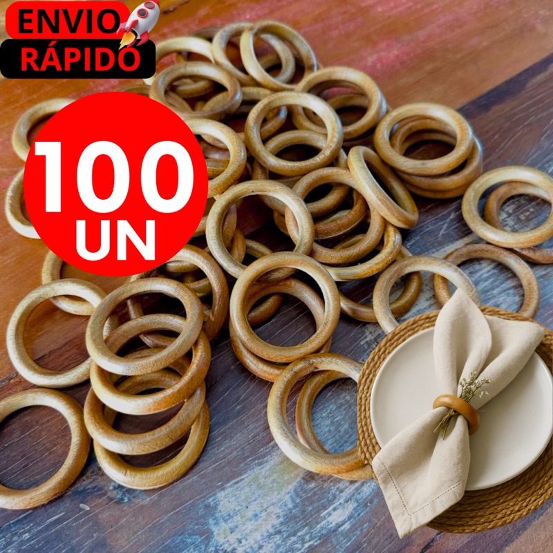 Argola de Madeira Natural LuxoIdeal como Suporte Decorativo Porta Guardanapo | Cafés Eventos Macramê em Oferta na Shopee
