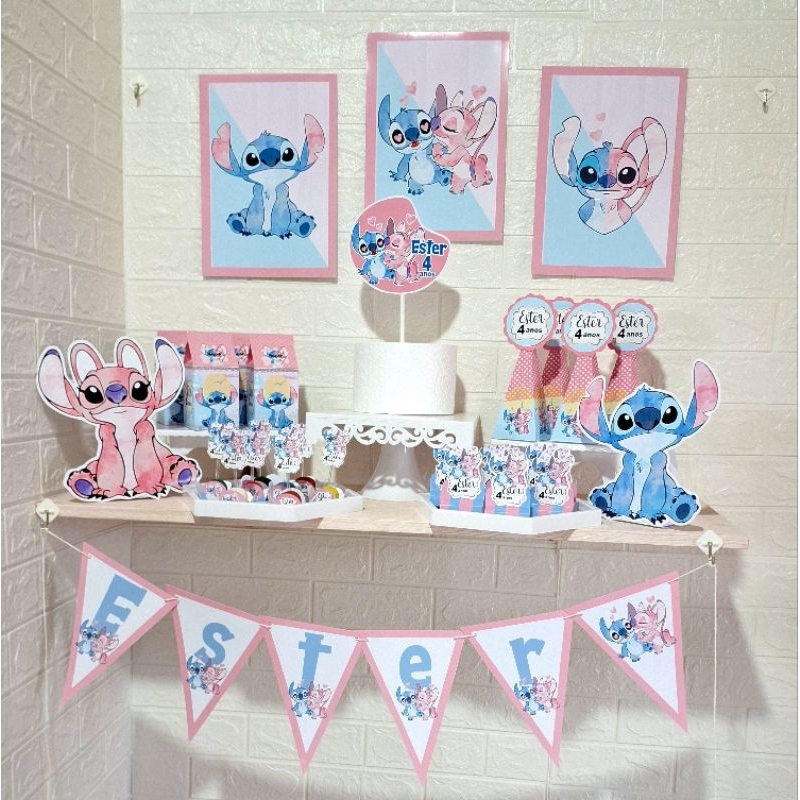 kit festa Personalizada só um bolinho lembrancinhas de aniversário MESVERSÁRIO Pegue e monte Stitch e Angel