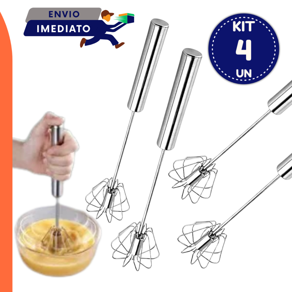Misturador Batedor Mixer Ovos Omelete Panquecas Tapioca Giratório Semi Automático Misturador 02 ou 04 unidades