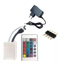 Kit Controlador Rgb + Fonte 12V 2A + Controle Remoto para Fita Led + Emenda 4 pinos - 5050