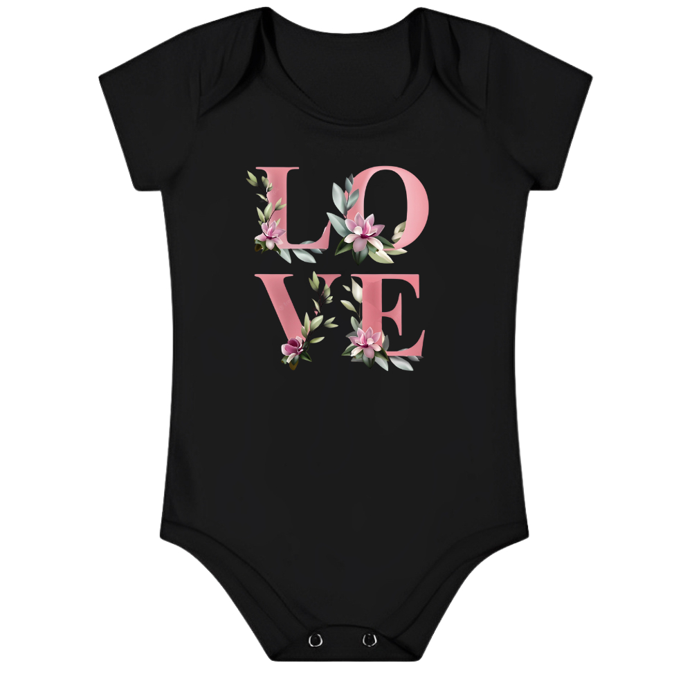 body infantil estampado love floral look mini blogueirinha