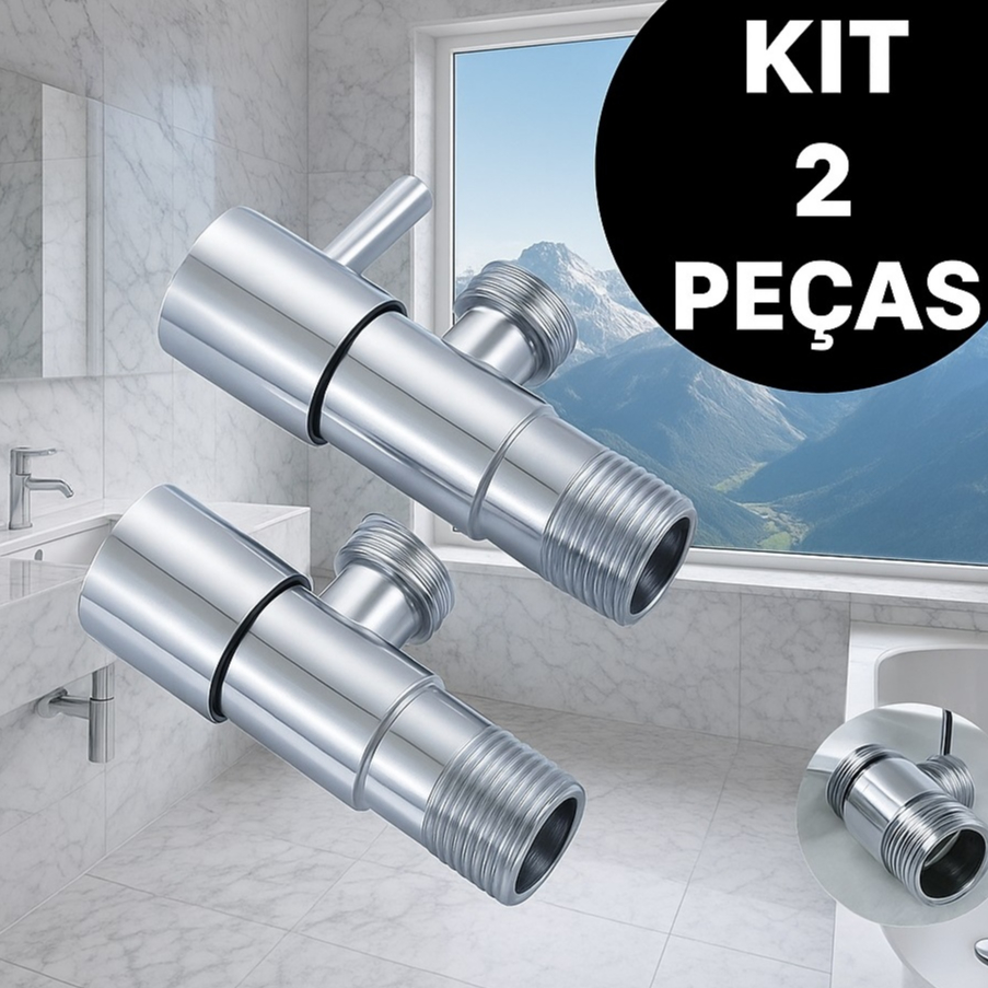 Registro Torneira Cromado 1/4 de Volta e Saída de 1/2 Para Ducha Higiênica INOX BRILHO QUALIDADE SUPERIOR