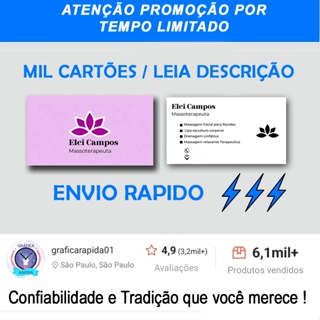 Cartão de Visita 1.000 und /  MANDE SUA ARTE PRONTA em Oferta na Shopee
