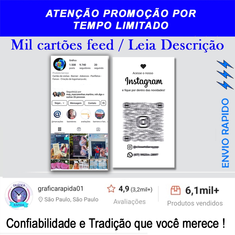 Cartão de Visitas 1.000 und Fazemos Sua Arte em Oferta na Shopee