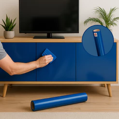 10 Metros x45cm Adesivo Azul Para Envelopamento de Móveis e Armários de Cozinha – Rolo Decorativo Resistente à Água
