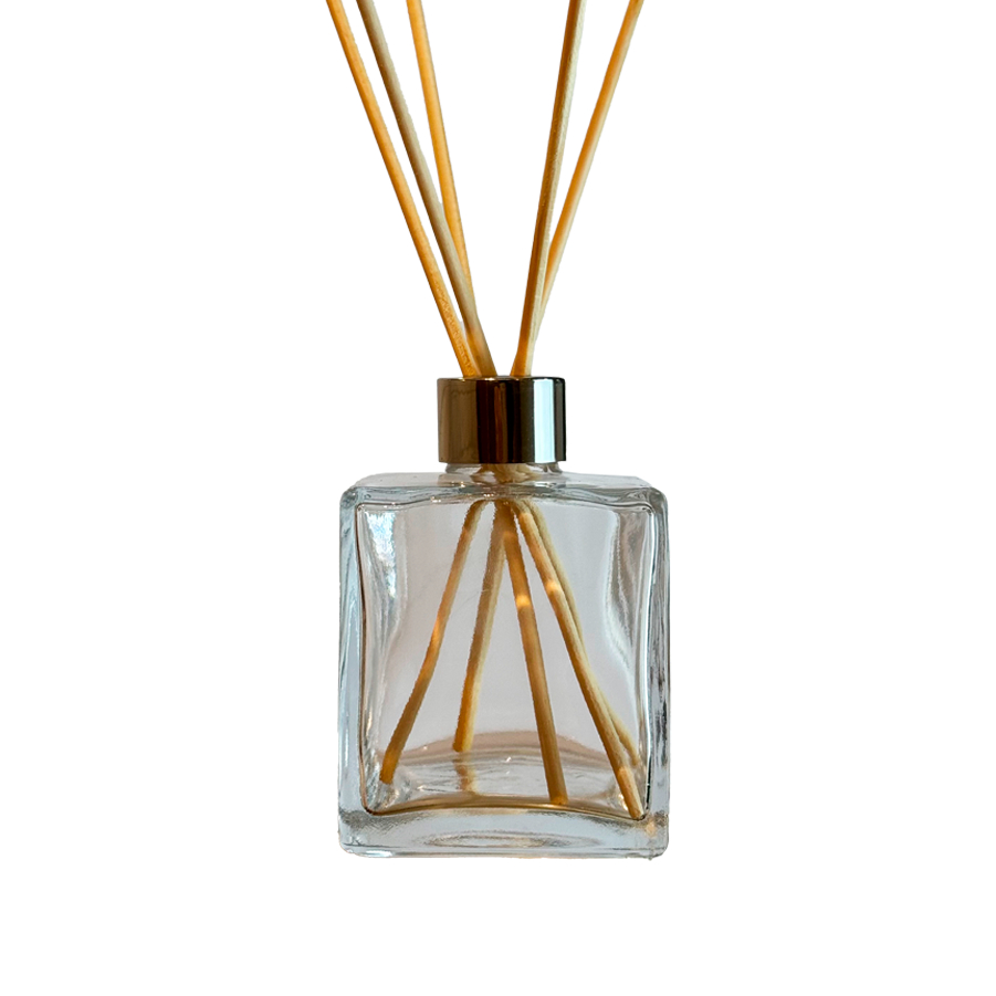 Frasco Vidro Cristal Cubo 250ml Difusor Aromas com Tampa Luxo Aromatizador + 5 Varetas