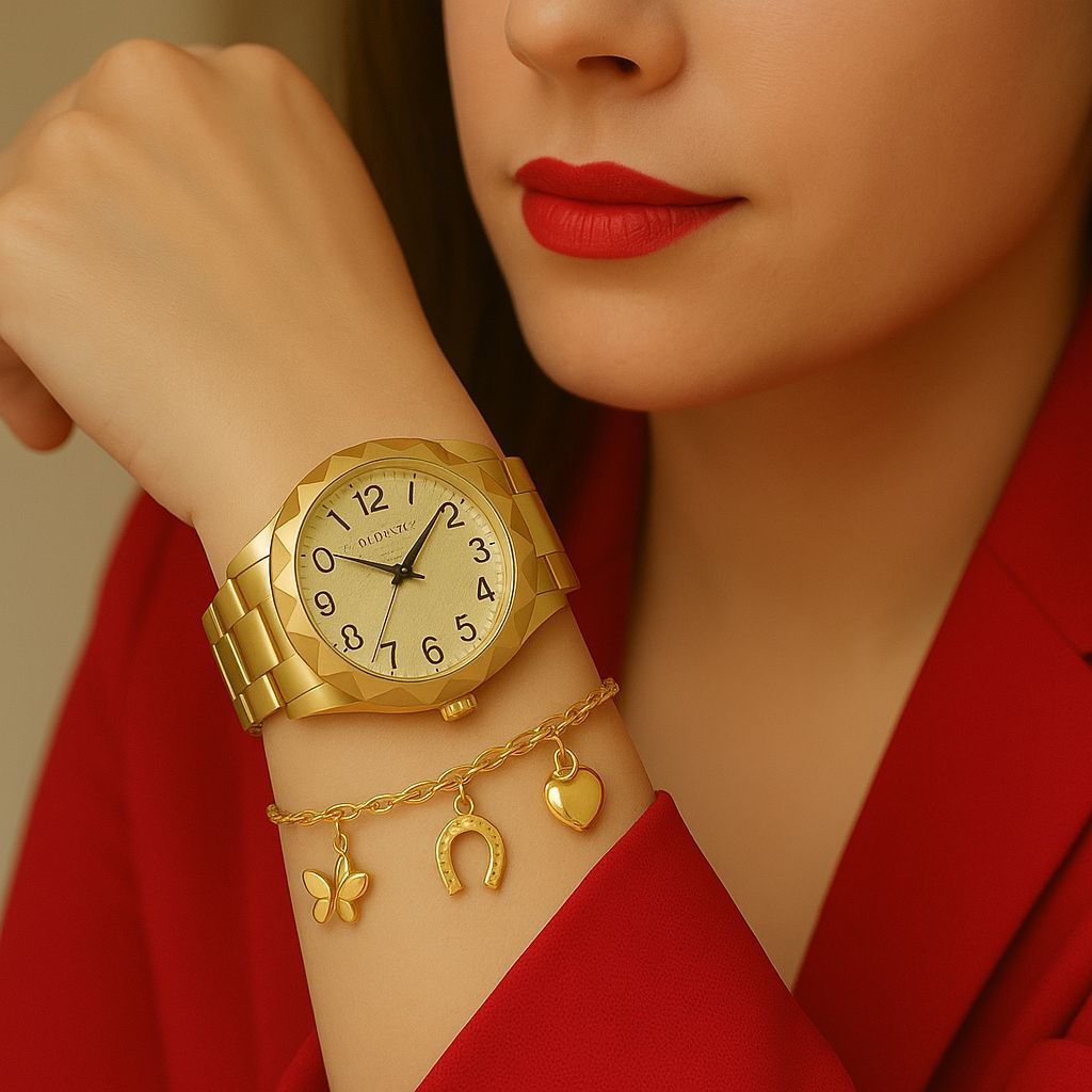 Relógio Feminino Luxo Banhado a Ouro Para Presentear Mãe Namorada em Oferta na Shopee