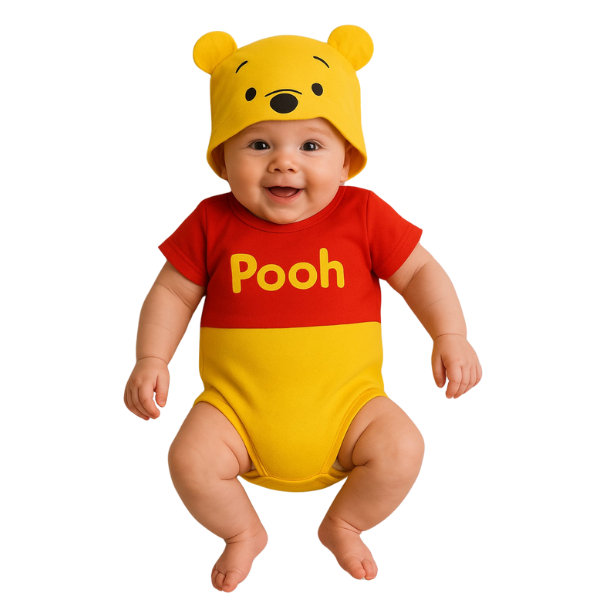 Body Bebê Temático Fantasia Ursinho Pooh em Oferta na Shopee