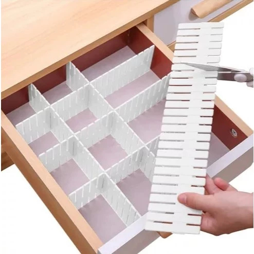 Organizador de Gaveta com Divisória Ajustável 24 Tiras Separador Multiuso AmpePlast em Oferta na Shopee