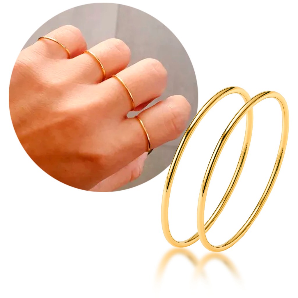 Kit 2 Anéis Fininhos Moedas Antigas Aliança Fio Minimalista em Oferta na Shopee