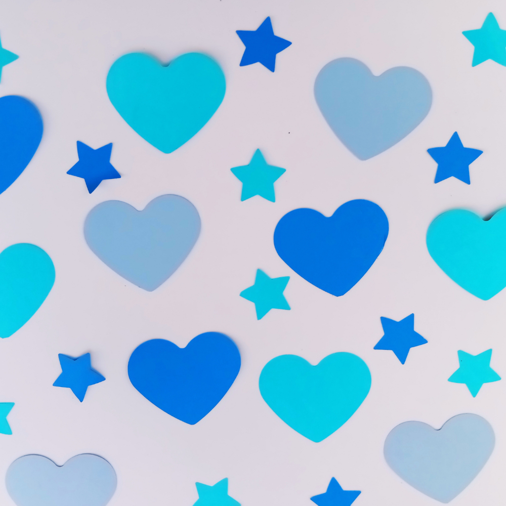 CORAÇÃO E ESTRELA AZUL - FESTA MENINO CHÁ REVELAÇÃO - ANIVERSÁRIO APLIQUE