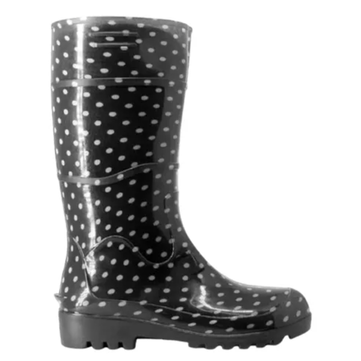 Bota Galocha Feminina Preta com Bolinhas Brancas Impermeável Pvc - Baspan em Oferta na Shopee