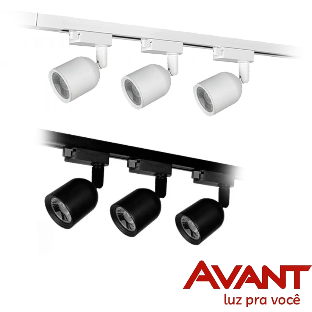 Kit Trilho Eletrificado Elegance 3 Spot 7W Luz Branca 6500K Bivolt Avant Casa Decoração Planejado