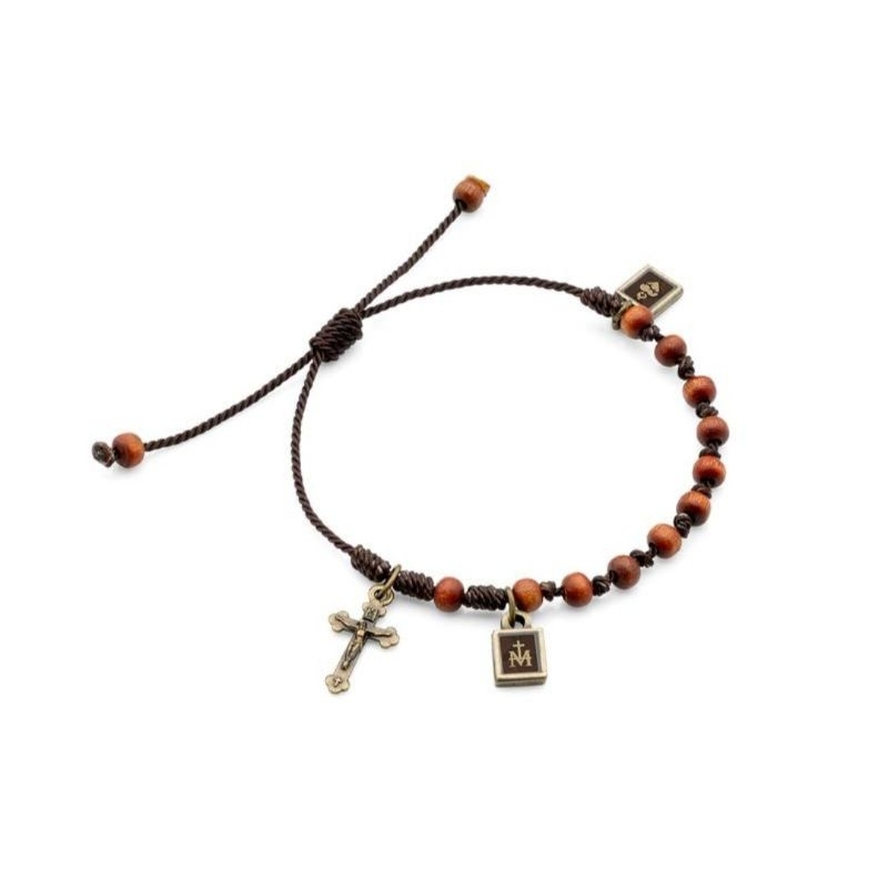 Pulseira Dezena Nossa Senhora do Carmo Regulável Em Madeira Imbuia 4mm em Oferta na Shopee