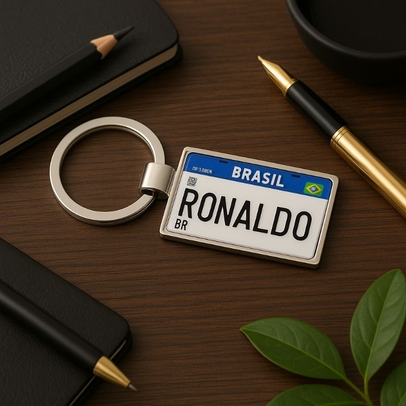 Chaveiro personalizado nome placa inox Mercosul em Oferta na Shopee